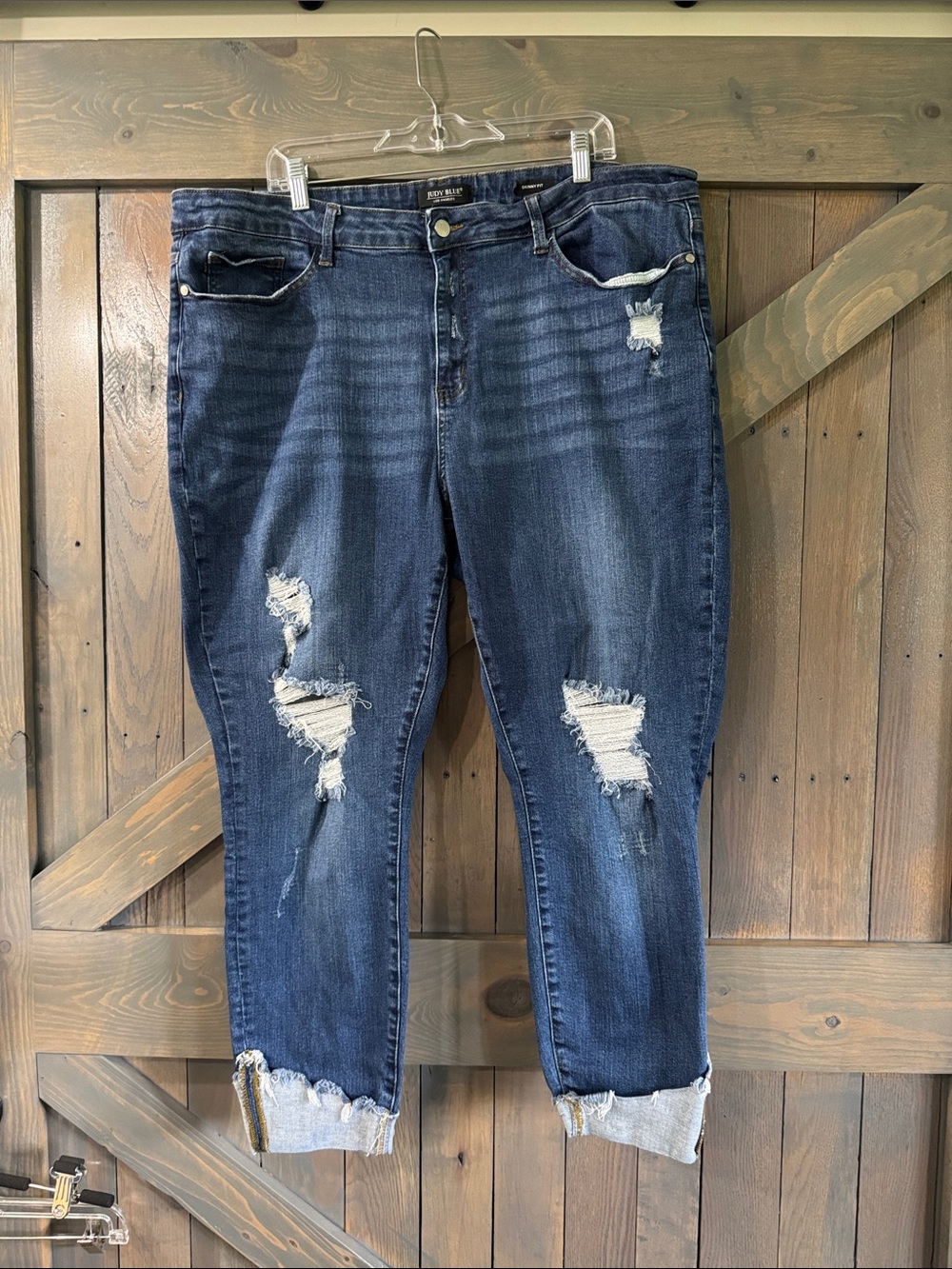 Judy Blue Dark Blue Distressed Ankle Skinny Jeans